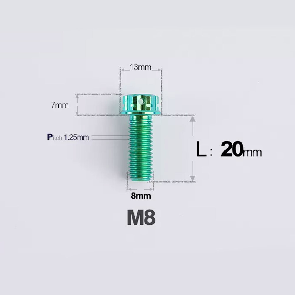 Titanium Screw, Torx Head Screw M8x10 – 120mm Green/Purple/Candy for Motorcycle