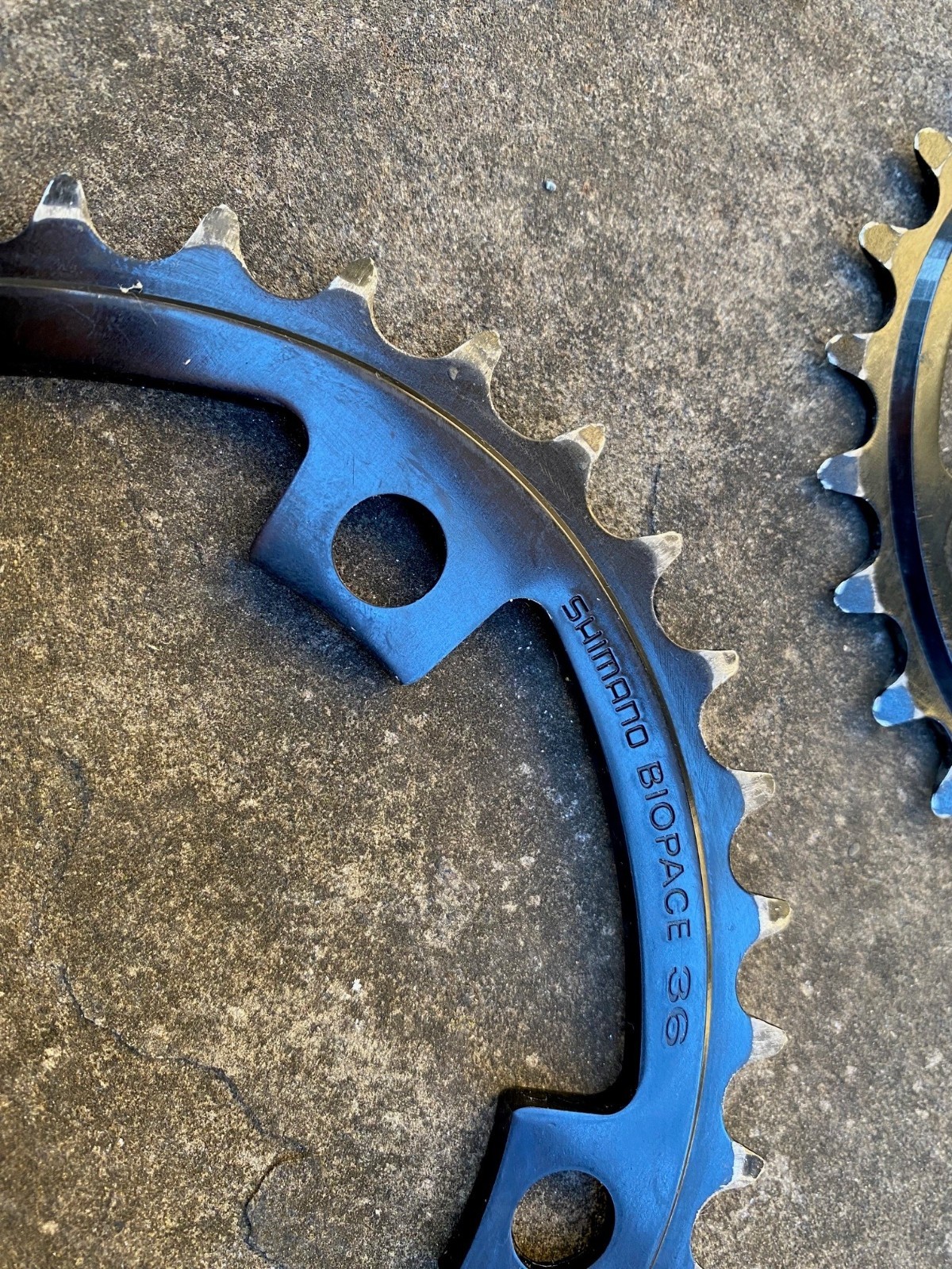 Vintage Black Shimano Deore XT HP Biopace 46/36/26 MTB Chainrings 110BCD