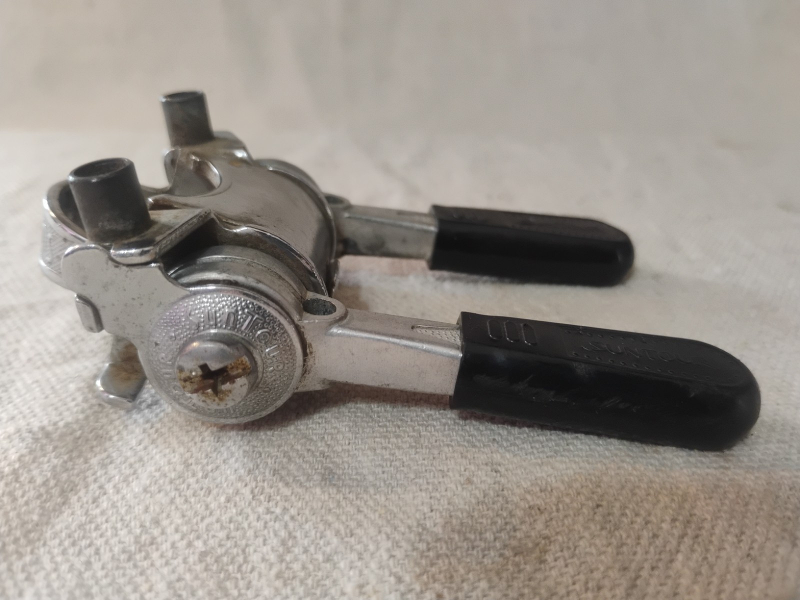 Vintage Suntour Stem Mount Friction Shifter With Black Thumb Grips