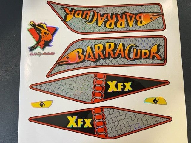 ! ORIGINAL FACTORY BARRACUDA STICKER SET AS SHOWN FOR XFX VINTAGE MTN BIKE