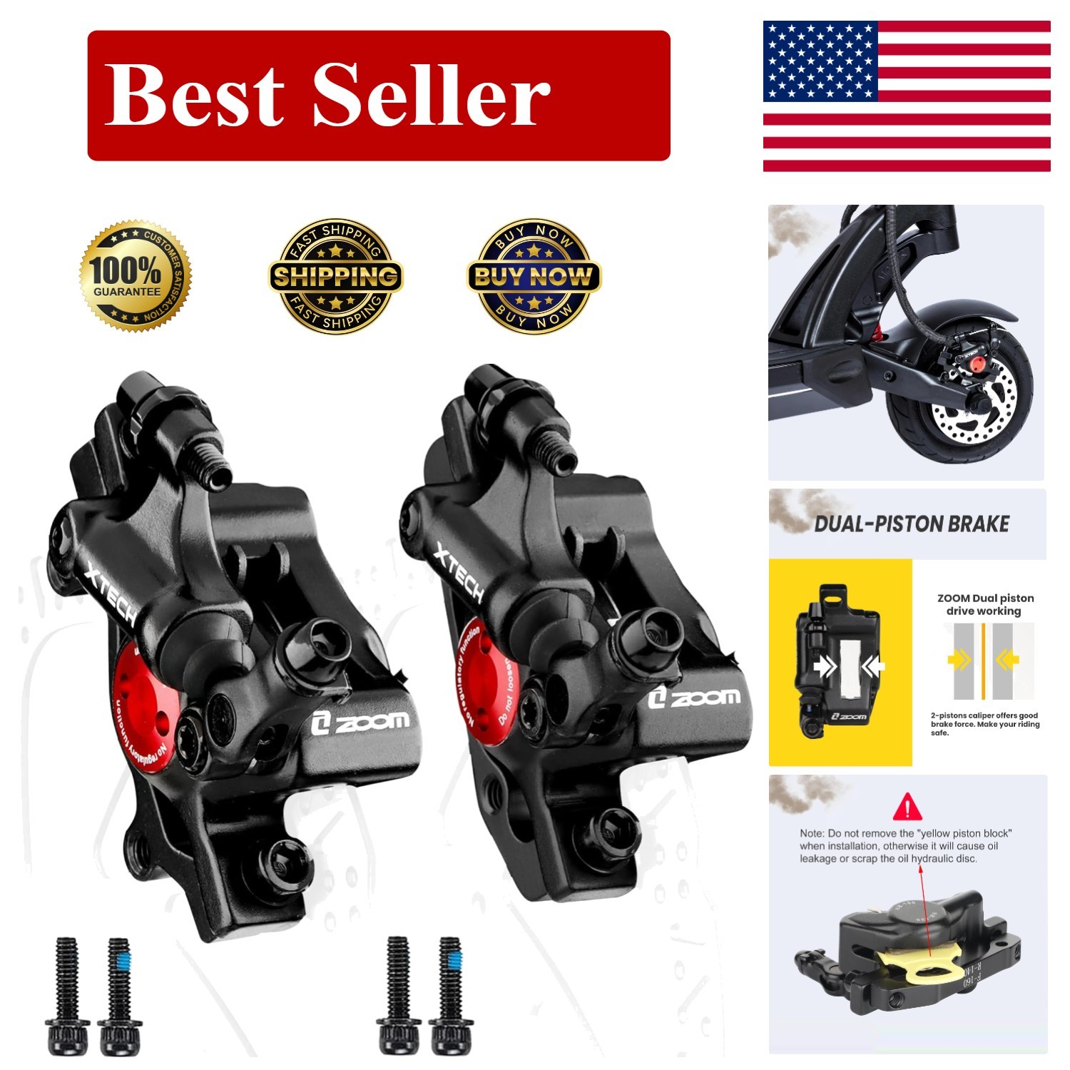 Zoom HB-100 Hydraulic Disc Brake Calipers – Adjustable for Optimal Performance