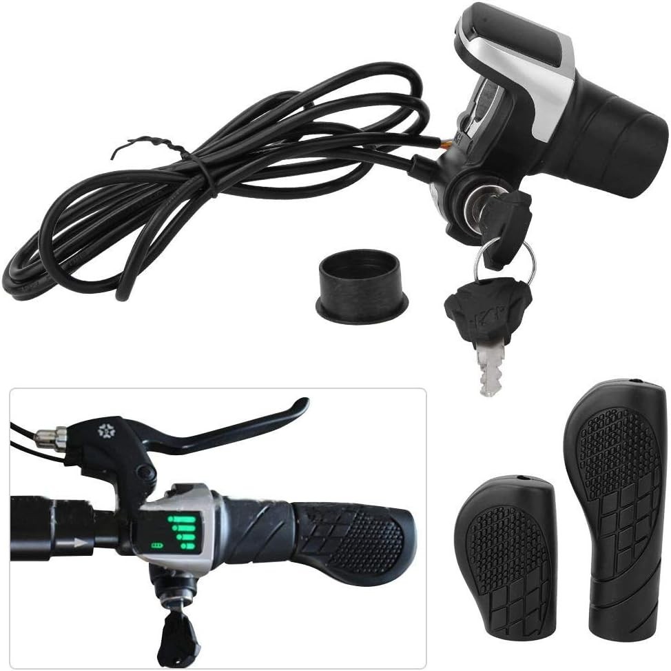 36V Electric Bike Throttle with LCD Display, Twist Grip Handlebar Controller …