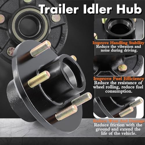 5-Lug Trailer Idler Hub Kit for 3500 lb Axles, 5 on 4.5″ Bolt Pattern, 1 Sets