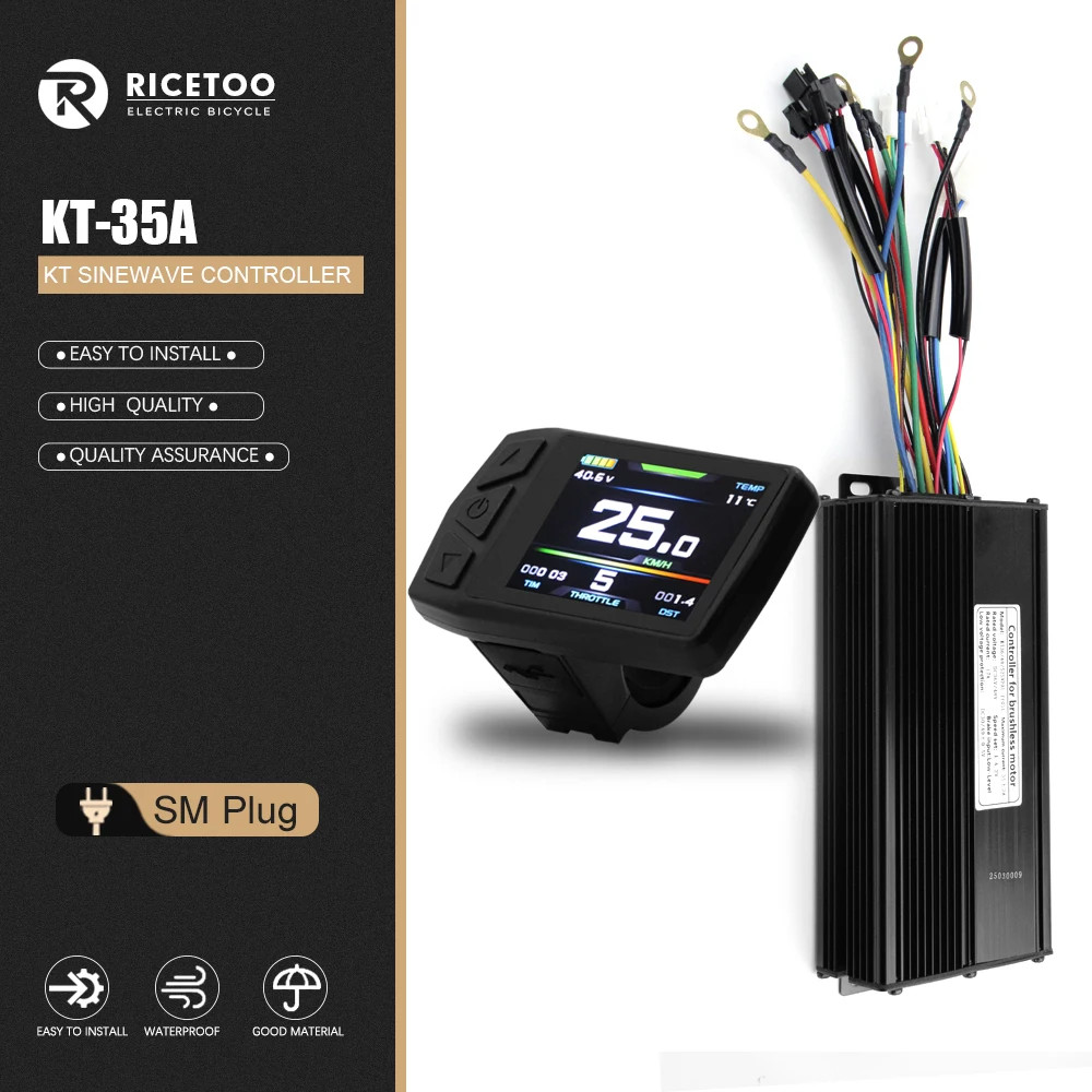 KUNTENG 35A 36-52V Sine Wave Controller 1000-1500W Brushless Motor KT Display