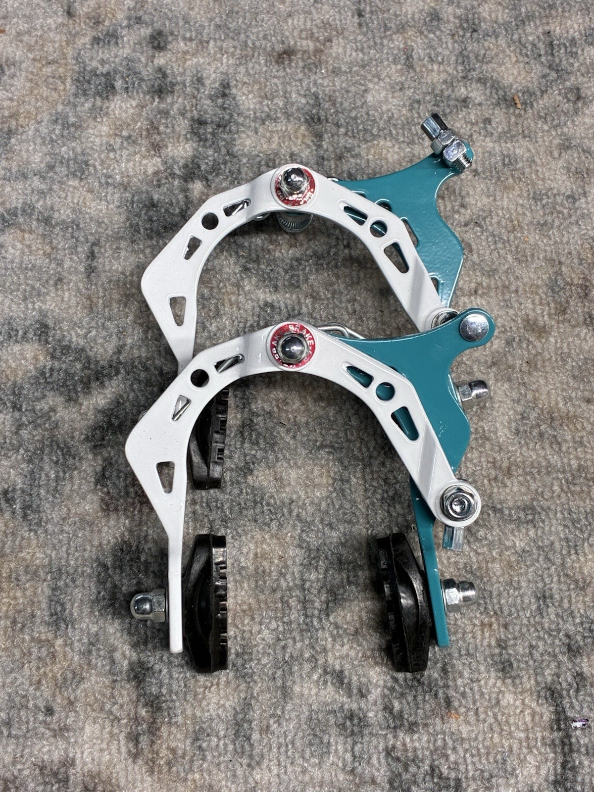 Hard Luck Bmx Ladder Bar Caliper Brake set Front/Rear White/Teal Old School Bmx