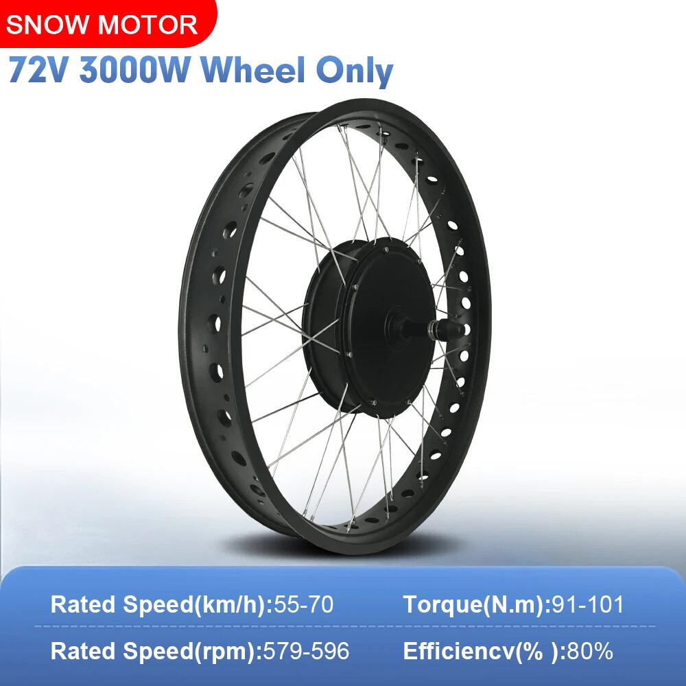 72V 3000W Rear Rotate Hub Motor Wheel Dropout 170mm for E-bike Conversion Kit