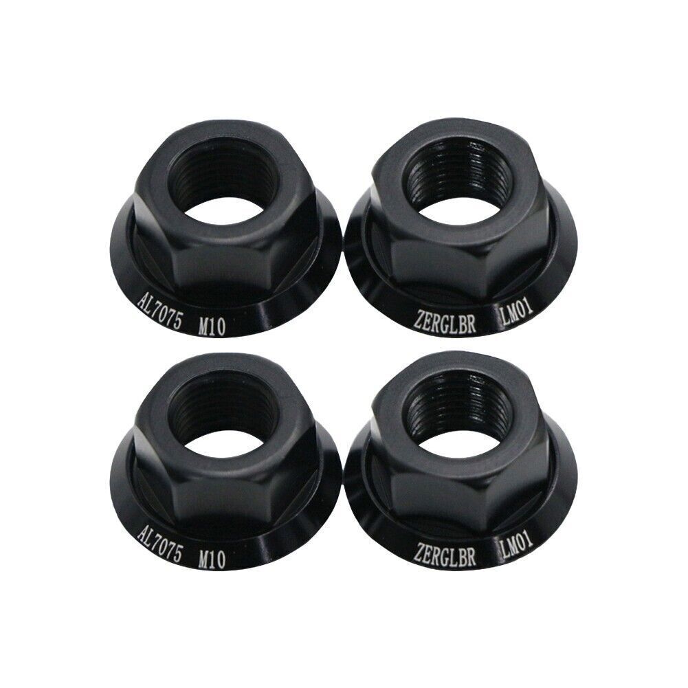 Set of 4 Bike Wheel Hub Axle Nuts Made of 7075 Aluminum Alloy M 10 Size