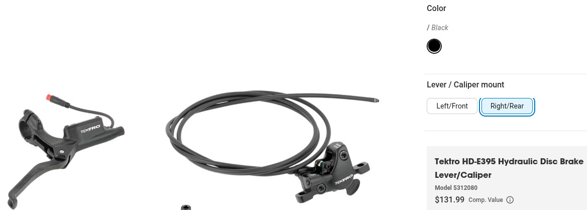 TEKTRO TRP HD-E395 Right Rear Hydraulic Disc Brake Lever Caliper *NEW GENERATION