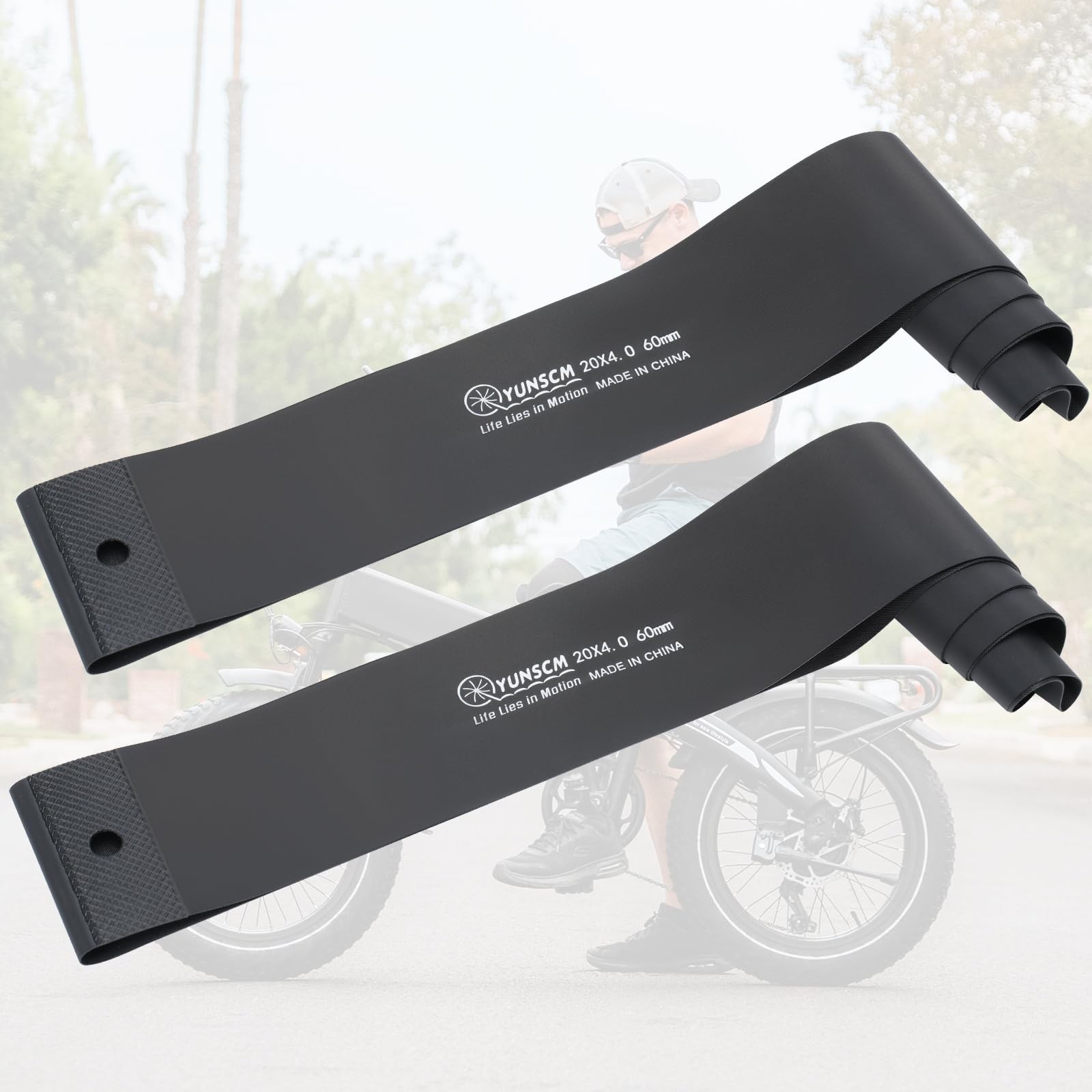 20×4 Fat Bike Rim Tape Liners 2 Pcs PVC HeavyDuty Tire Protector Black