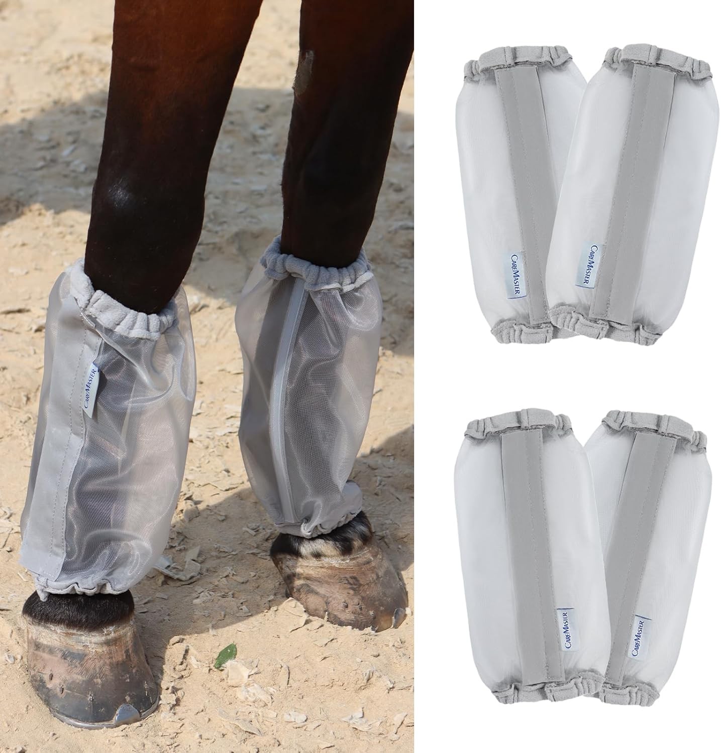 Universal Size Horse Leggings Fine Mesh Fly Boots One Size, Silver