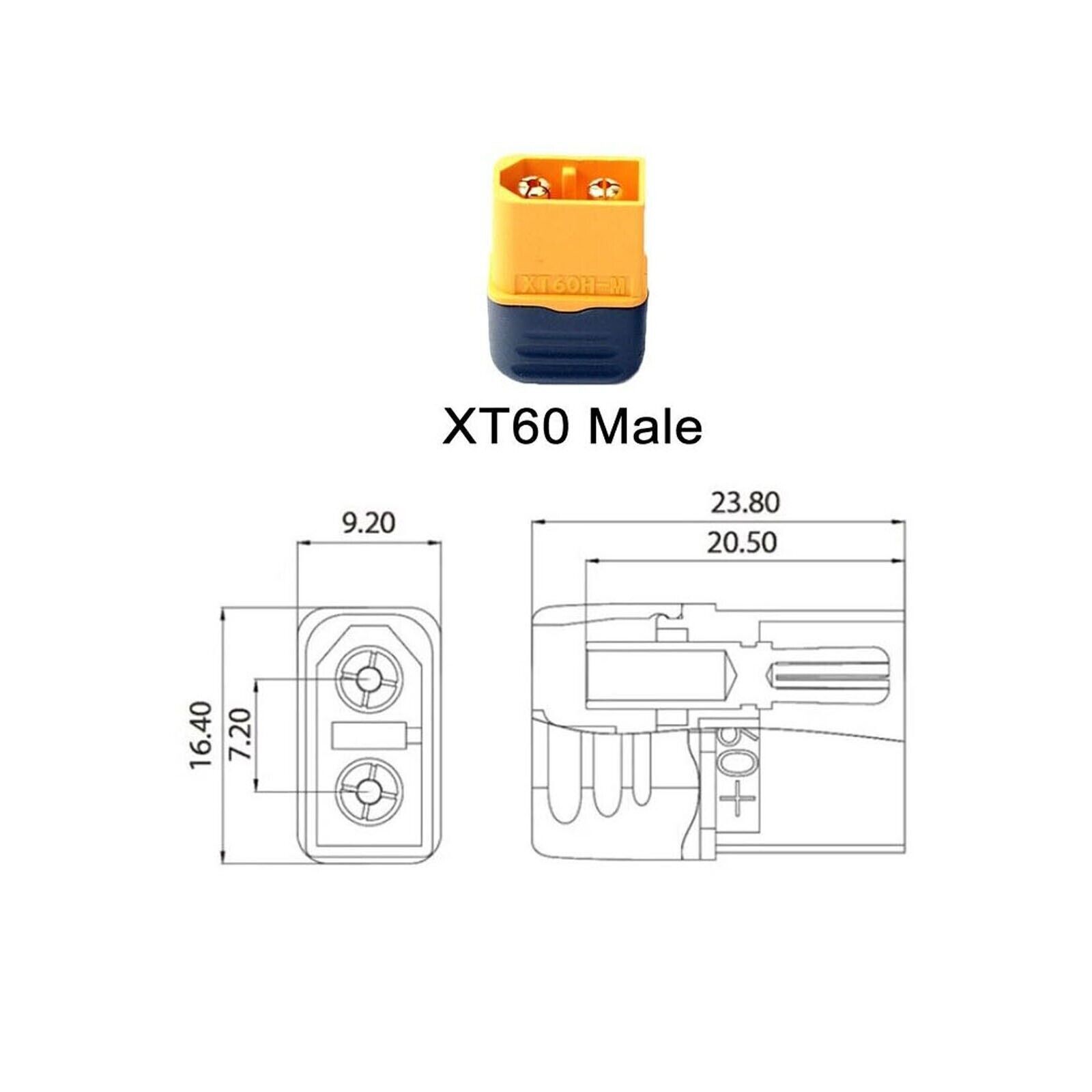 10AWG 100mm XT60 Parallel Pigtail Wire Cable Male Connector Ebike Li-Ion Battery