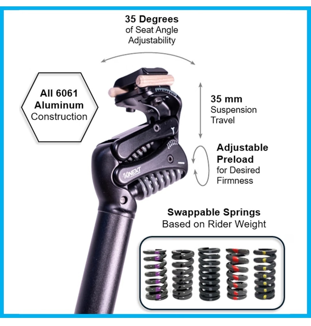 KINEKT Bike Suspension Seatpost, XR Lightweight Aluminum Alloy Seat Post for E-b