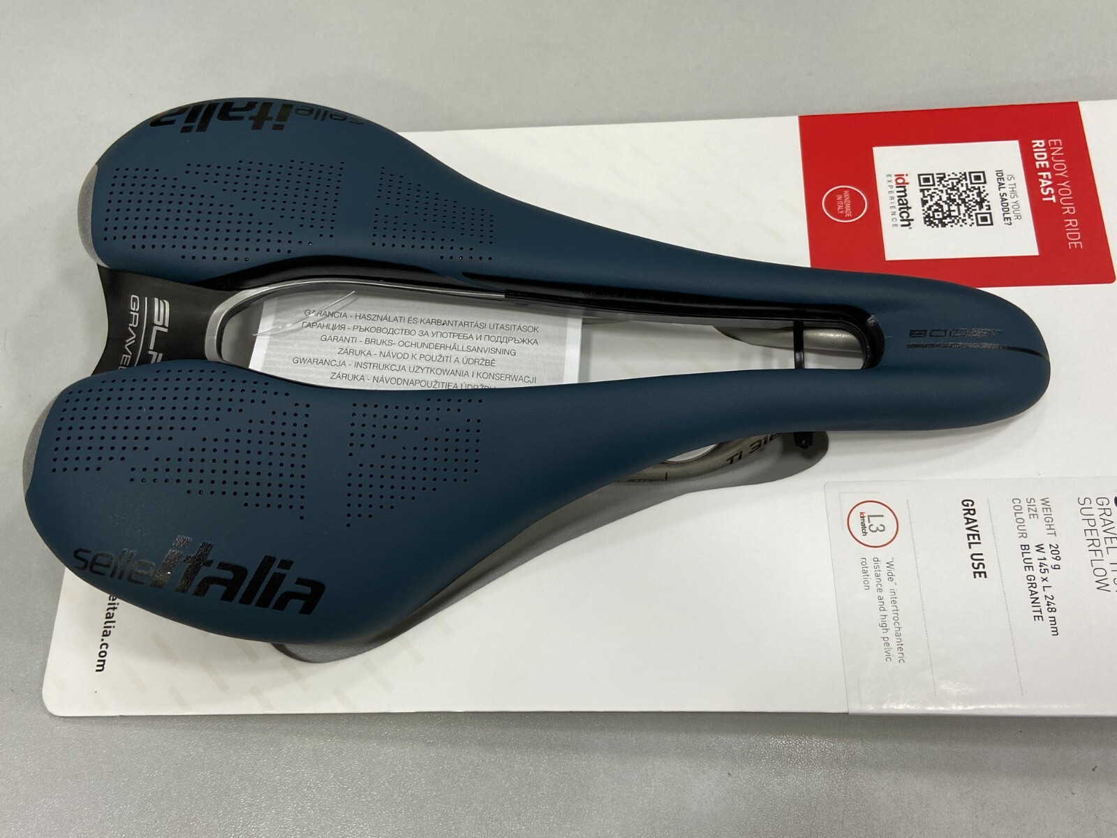 Selle Italia SLR Boost Gravel Ti316 Superflow L3(145x248mm) Saddle Blue Granite