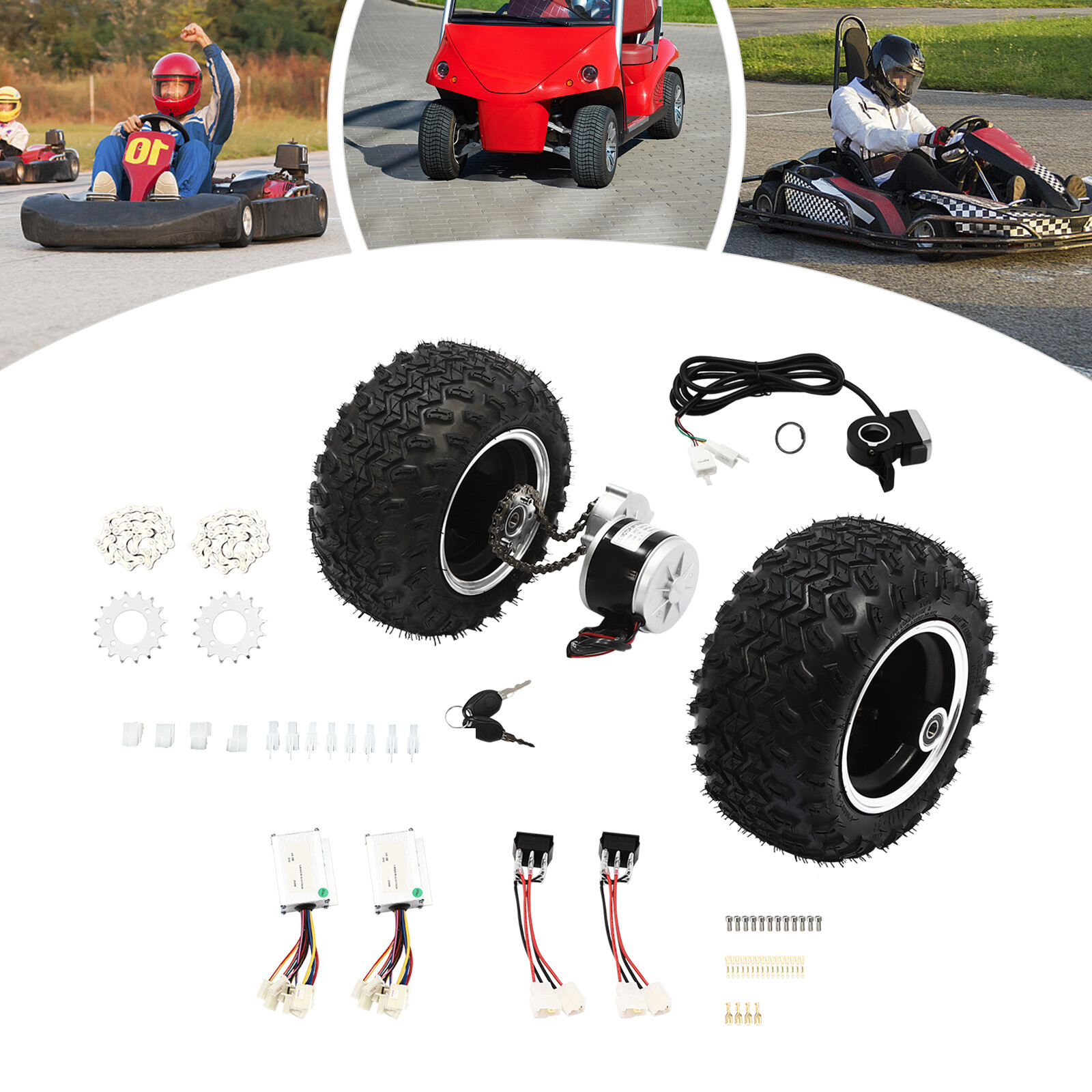 Double Wheel Motor Drive For Electric Cart Scooter Air Wheel Conversion Kit 250W
