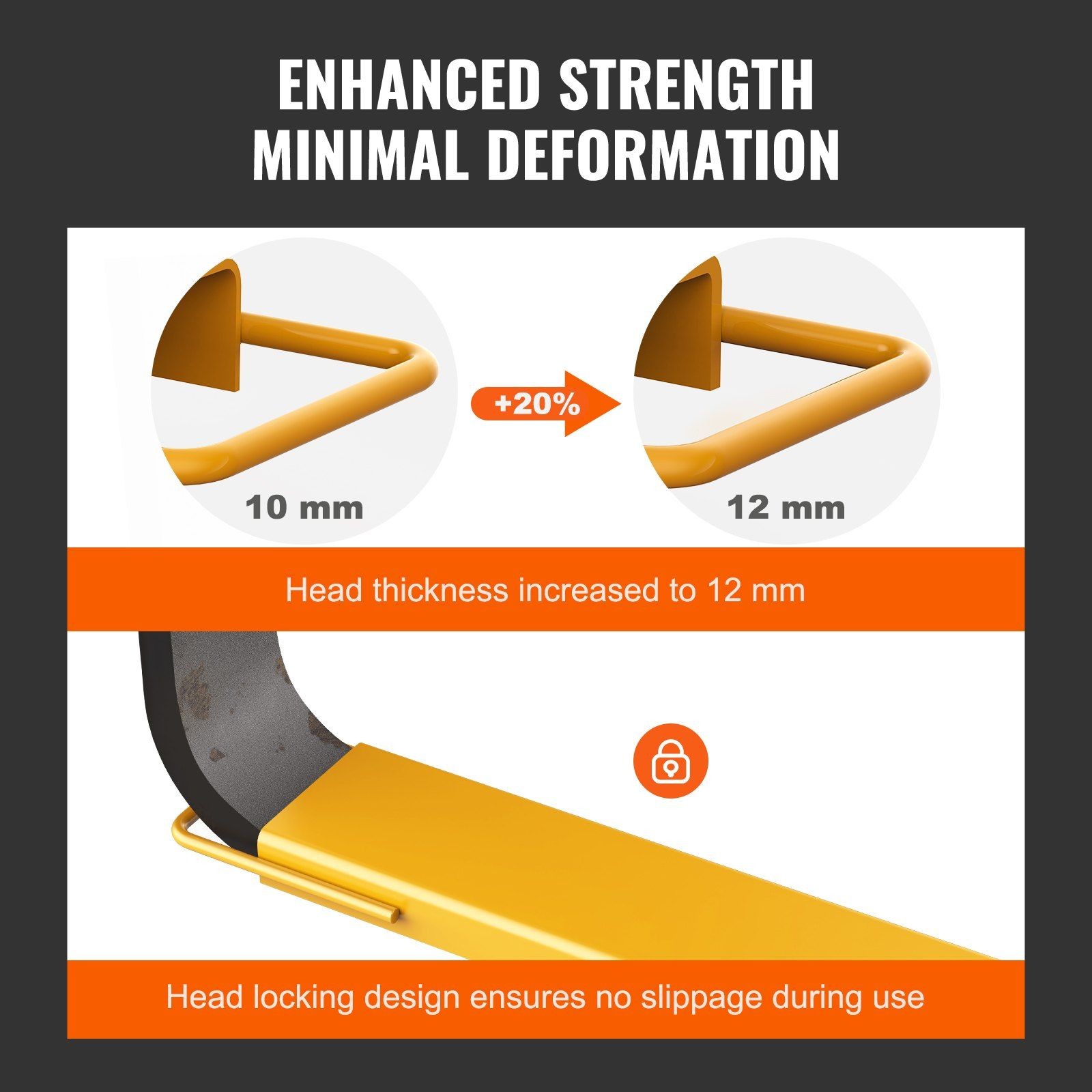 High Capacity Fork Extensions 96inch L 4.5inch W 4000lb Carbon Steel Yellow