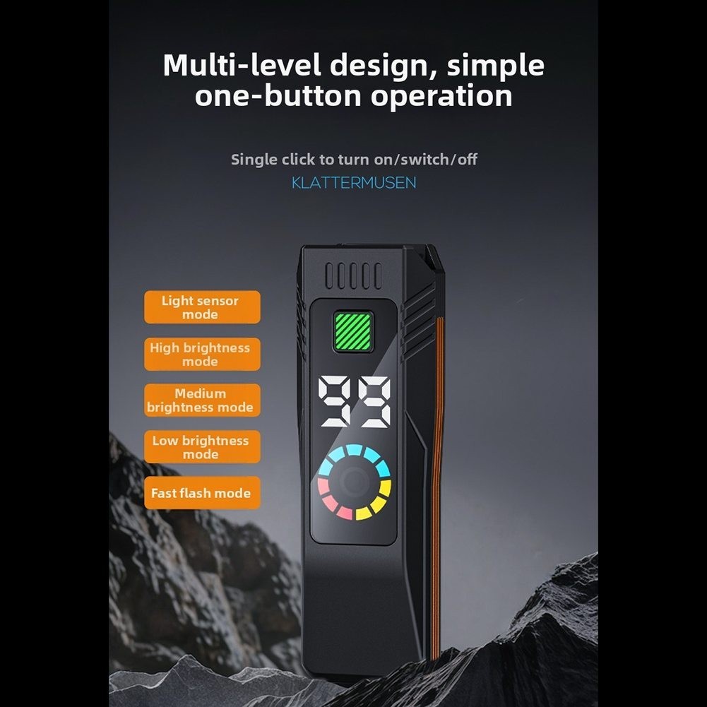 Cycling Front Light with Digital Screen Real Time Monitoring and Sound