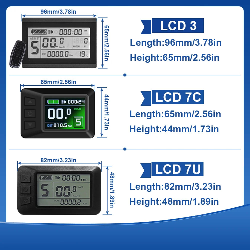 Electric Bicycle Display 24V 36V 48V 72V SM/Waterproof for Ebike Conversion Kit