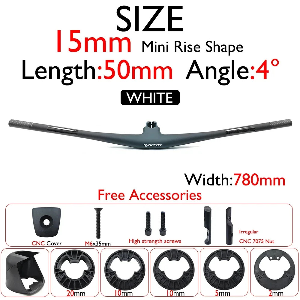 SYNCROS Carbon Integrated MTB Handlebar 4°/5°,15/25mm Rise for Sparks Frame