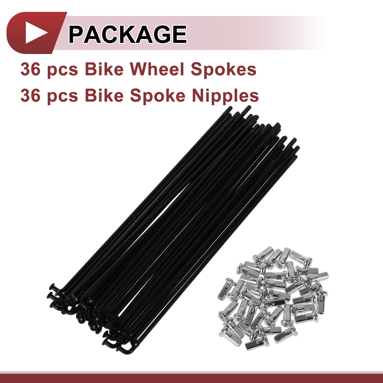 36 Set 12G Bicycle Spokes 159mm Bike Wheel Spokes 45 Steel Black