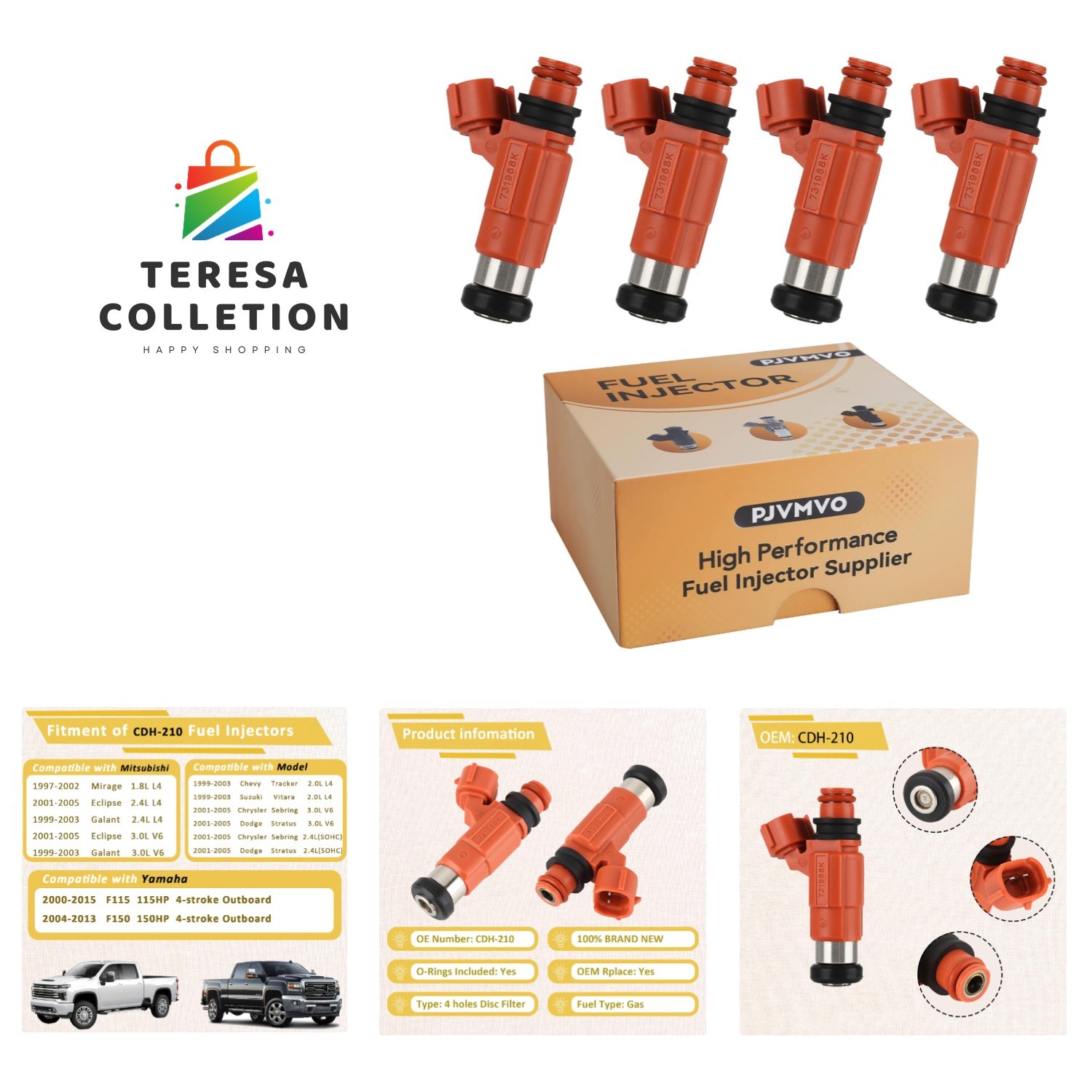 OE Fuel Injectors,Compatible with/Yamaha F115 115HP, F150 150HP 4-stroke Outb…