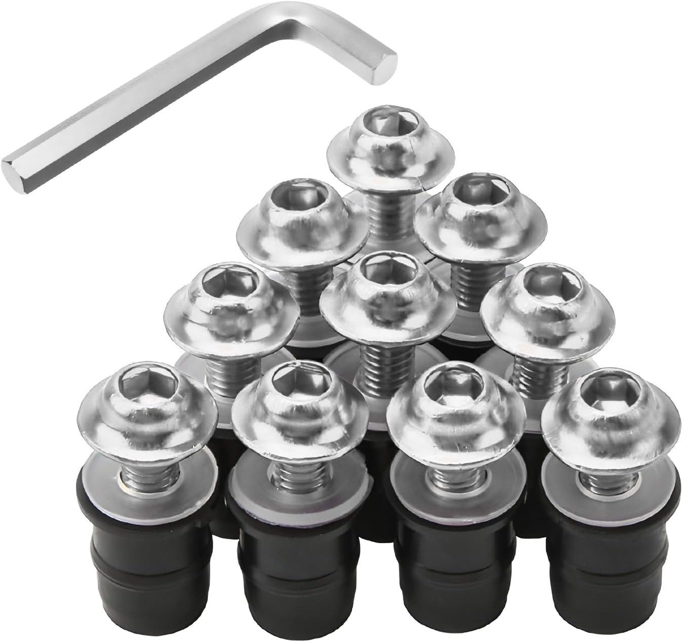10 PCS Motorcycle Windshield Bolt Screw Kit, M5 Motorbike Windshield Silver