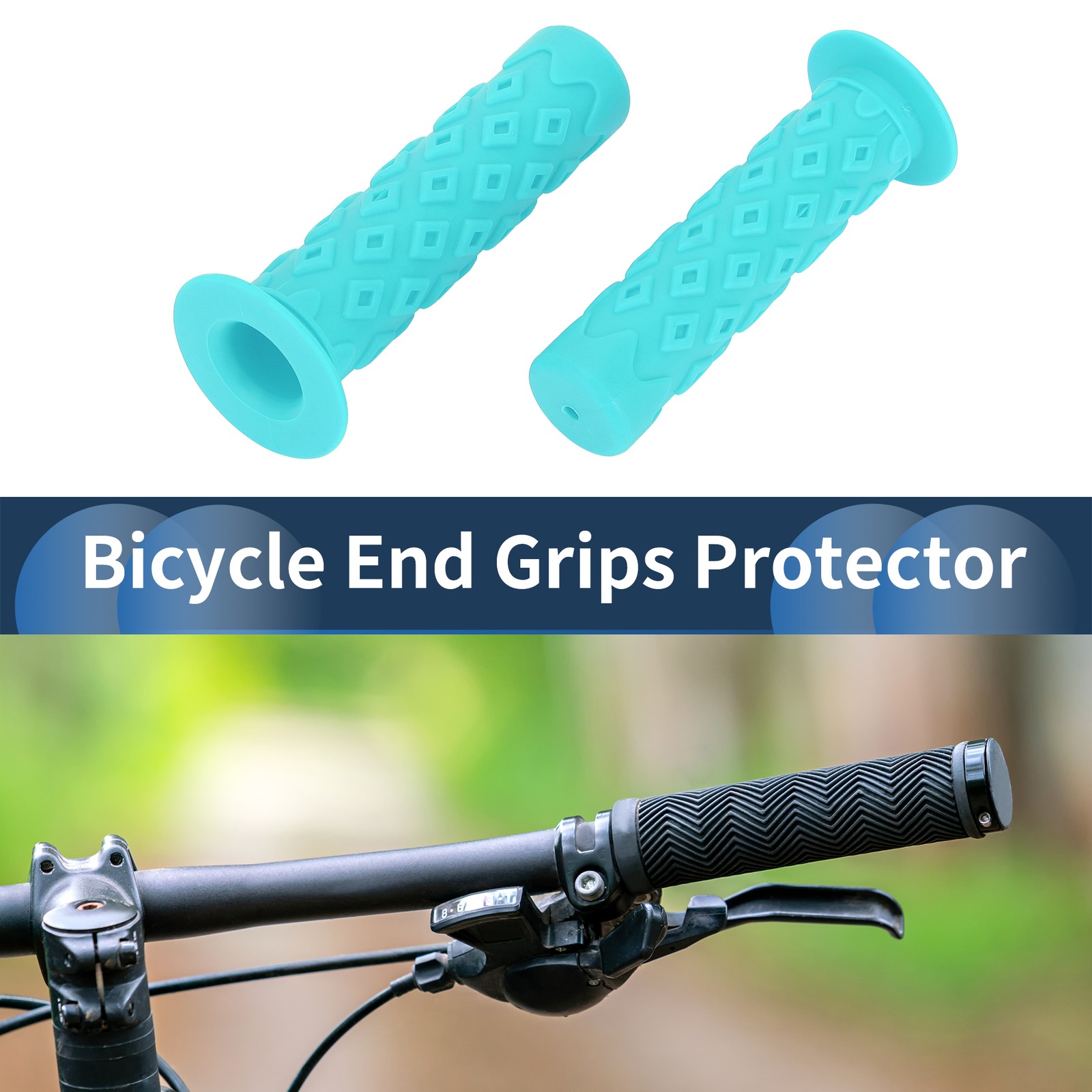 Bike Handlebar Grips Cover 120mm End Grip Protector Rubber Blue Universal 1 Pair