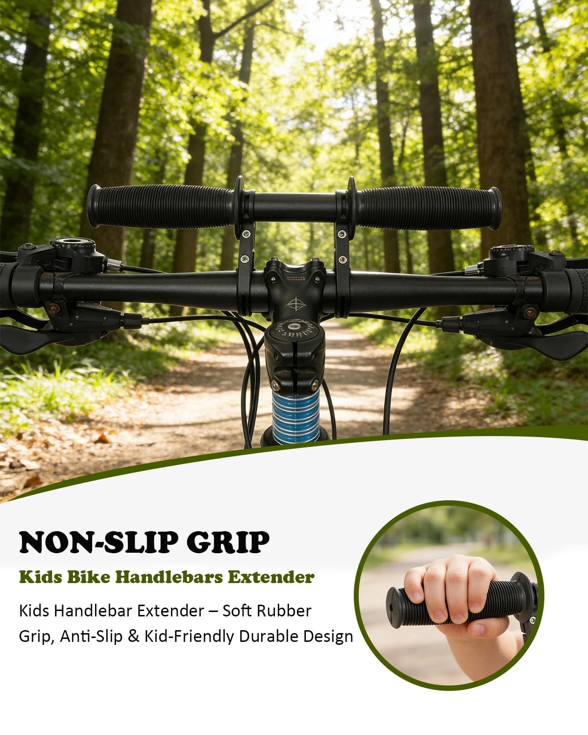 HANEVEAR Kids Bike Handlebars Extender, 2 in 1 Child 11.8″, Black