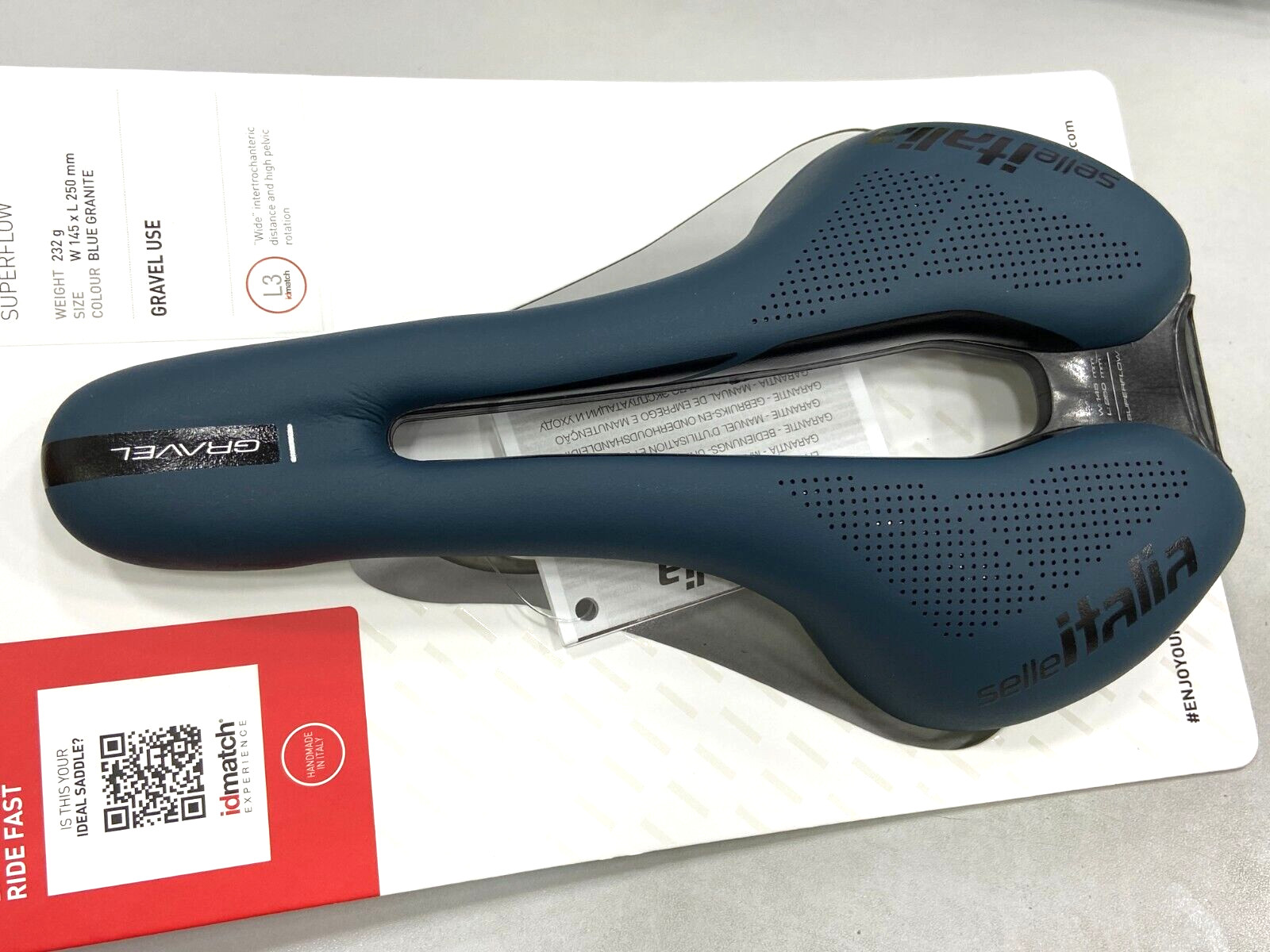 Selle Italia Flite Boost Gravel Ti316 Superflow L3(145x250mm) Saddle Blue Granit