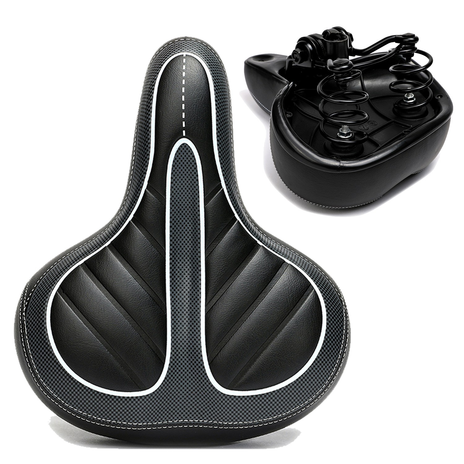 Bicycle Saddles with Shock Spring Wide Bike Seat Cushion for Mountain Road Bikes