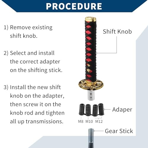 Black 27cm Automatic Shift Knob with 4 Adapter/Front Gear Knobs