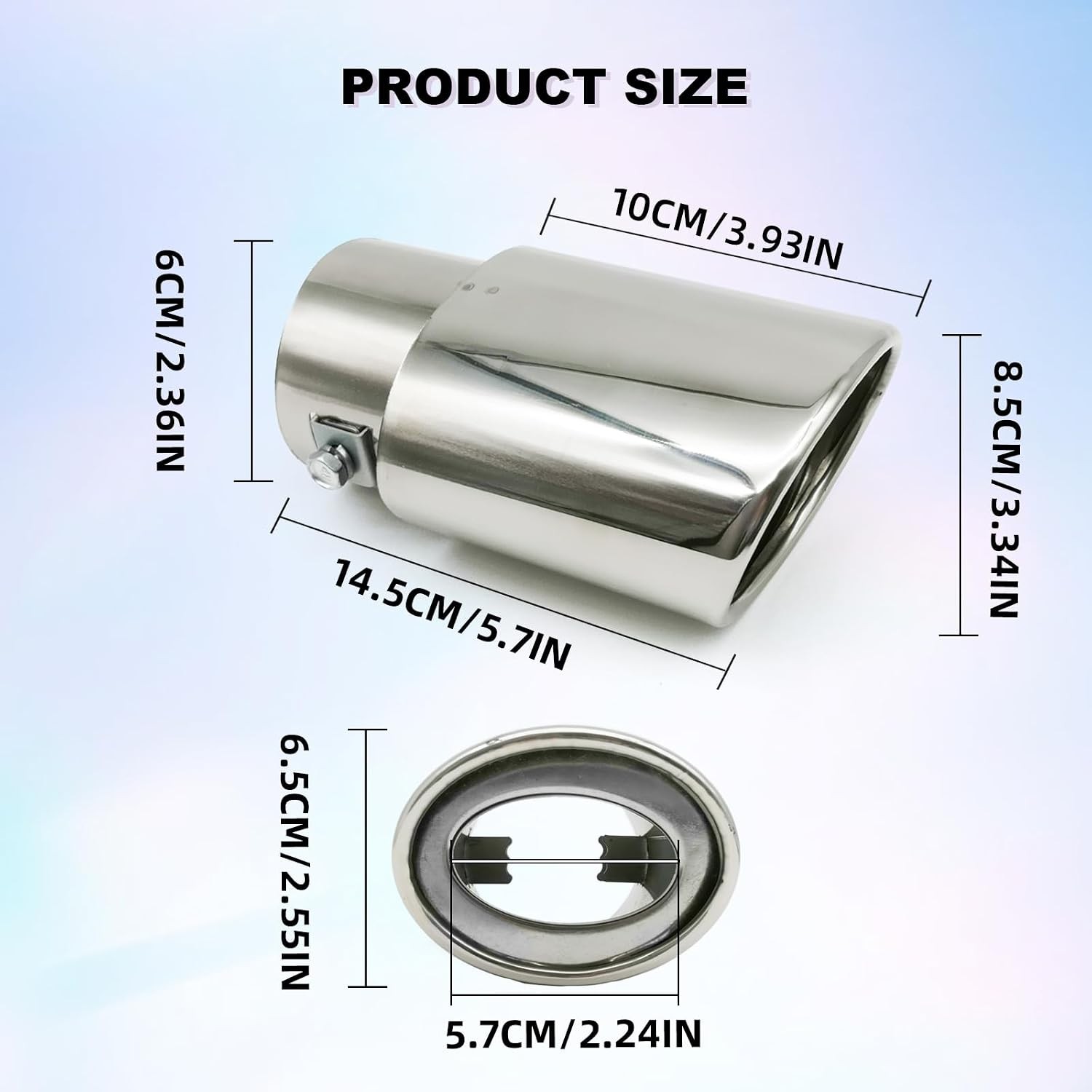 Stainless Steel Car Exhaust Tip 2.5″-3.3″ Adjustable Chrome Silver Straight