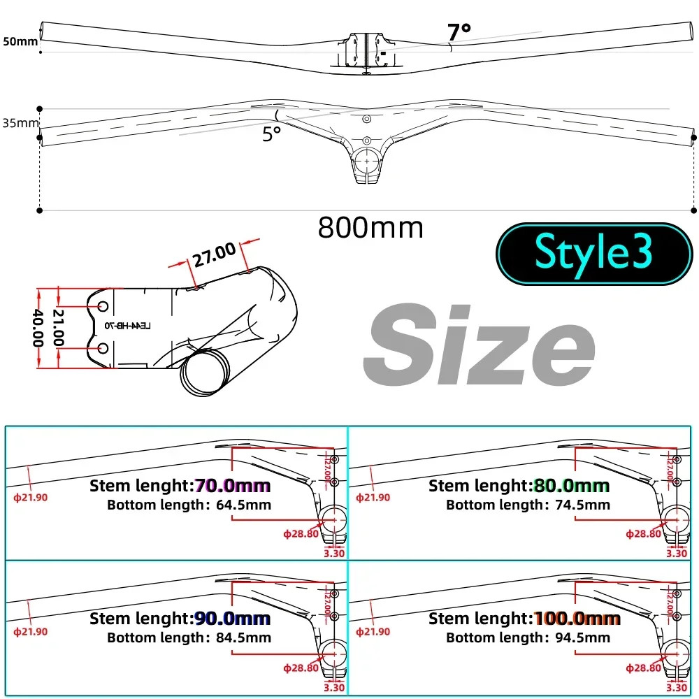 Mountain Bicycle Full Carbon One Shaped Integrated 7°/-17° Angle Clamp 28.6mm