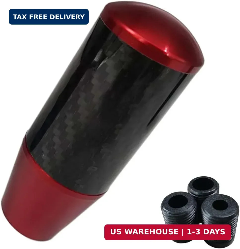 LAINLOY Carbon Fiber Car Shifter Knob, Buttonless Automatic Manual Gear Shift Kn