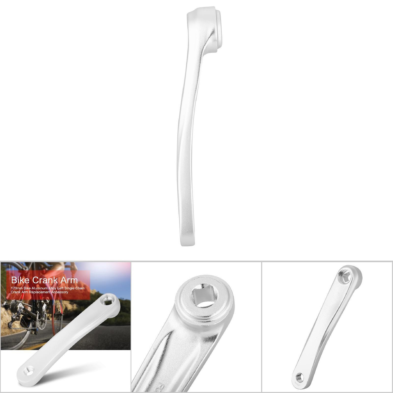 170mm Bike Aluminum Alloy Left Single Chain Crank Arm (Silver Rhombic Hole)