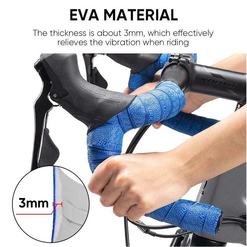 BUCKLOS Bike Handlebar Tape Road Bicycle Anti-slip PU EVA Shock Grip Wrap Tape​