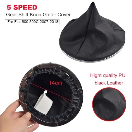 5 Speed Gear Shift Knob Sitck Head Leather Gloss Black Cap 5 speed