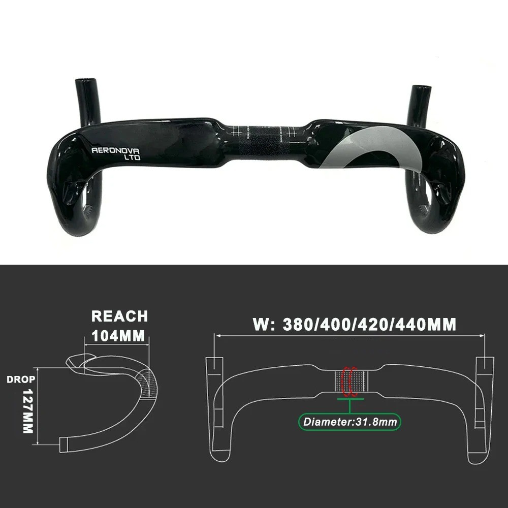 Carbon Fiber Road Bike Carbon Handlebar 31.8*400/420/440mm Bicycle Accessories