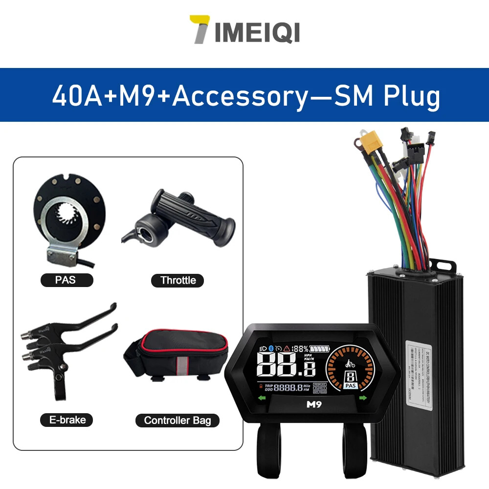 Ebike Sine Wave Controller 36V 48V 52V 40A Three-Mode with S866 S966 LCD Display