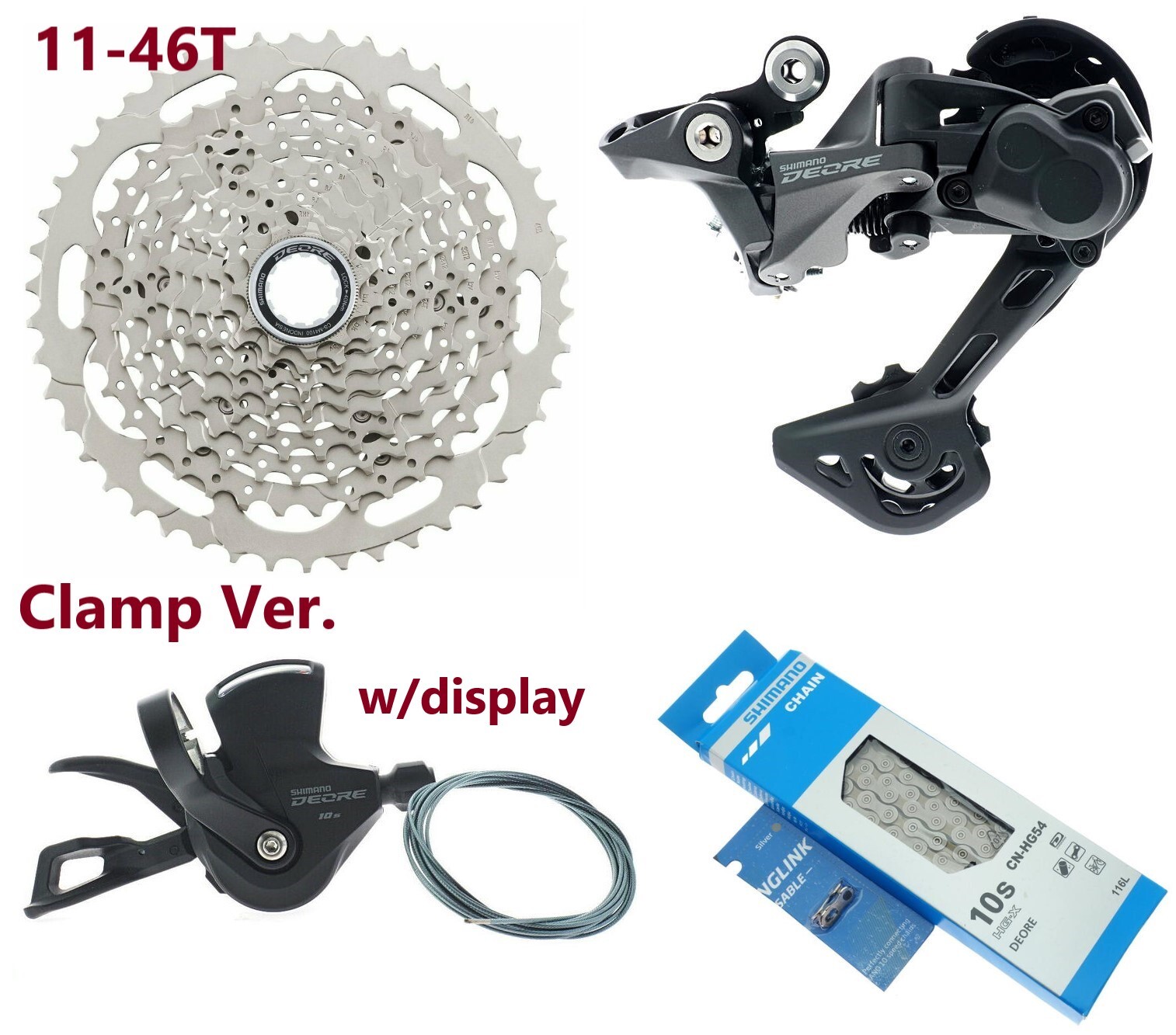 Shimano Deore 1×10 Spd SL-CS-M4100 RD-M5120 CN-HG54 4 piece Set READ