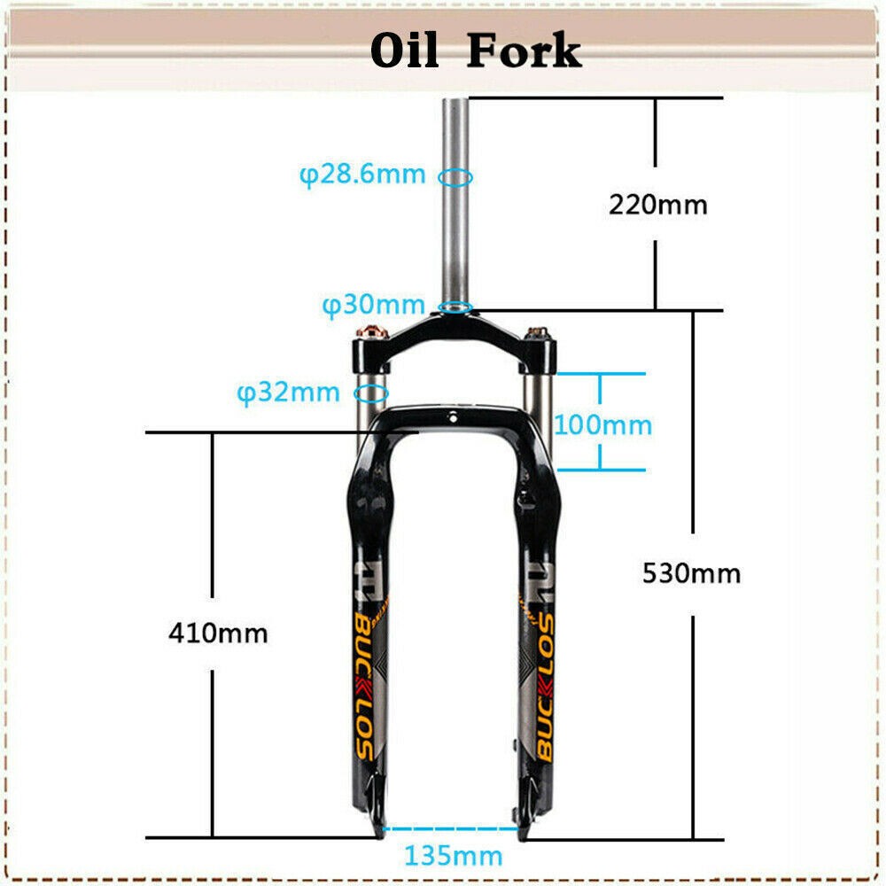 BUCKLOS 26*4.0 inch Mountain Bike Suspension Fork Disc Brake Fat Tire Oil Fork