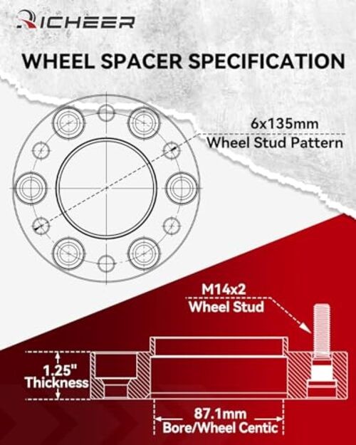 1.25» 6×135 Wheel Spacers for 2004-2014 F150, 1.25 inch 2004-2014 F150