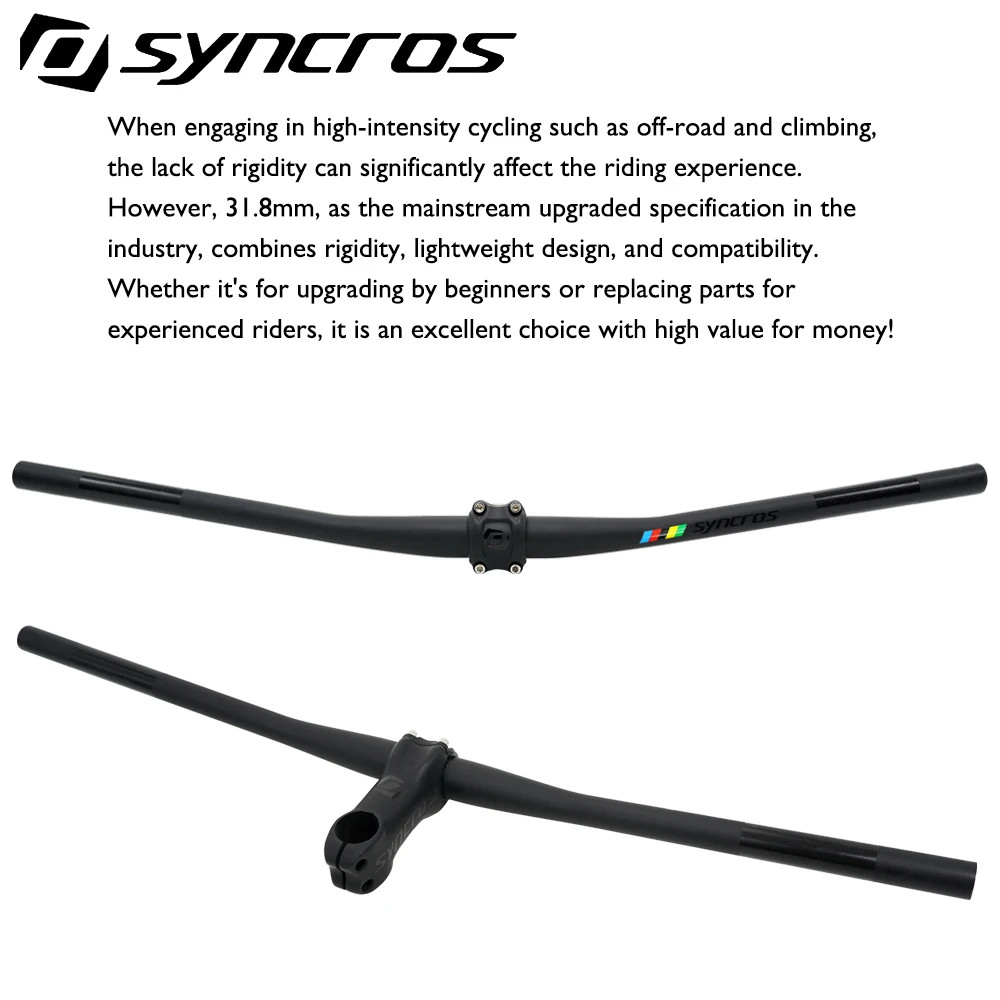 Matte Black Carbon Fiber MTB Bicycle Handlebars 28.6mm 3°/9°/Rise 700-740mm