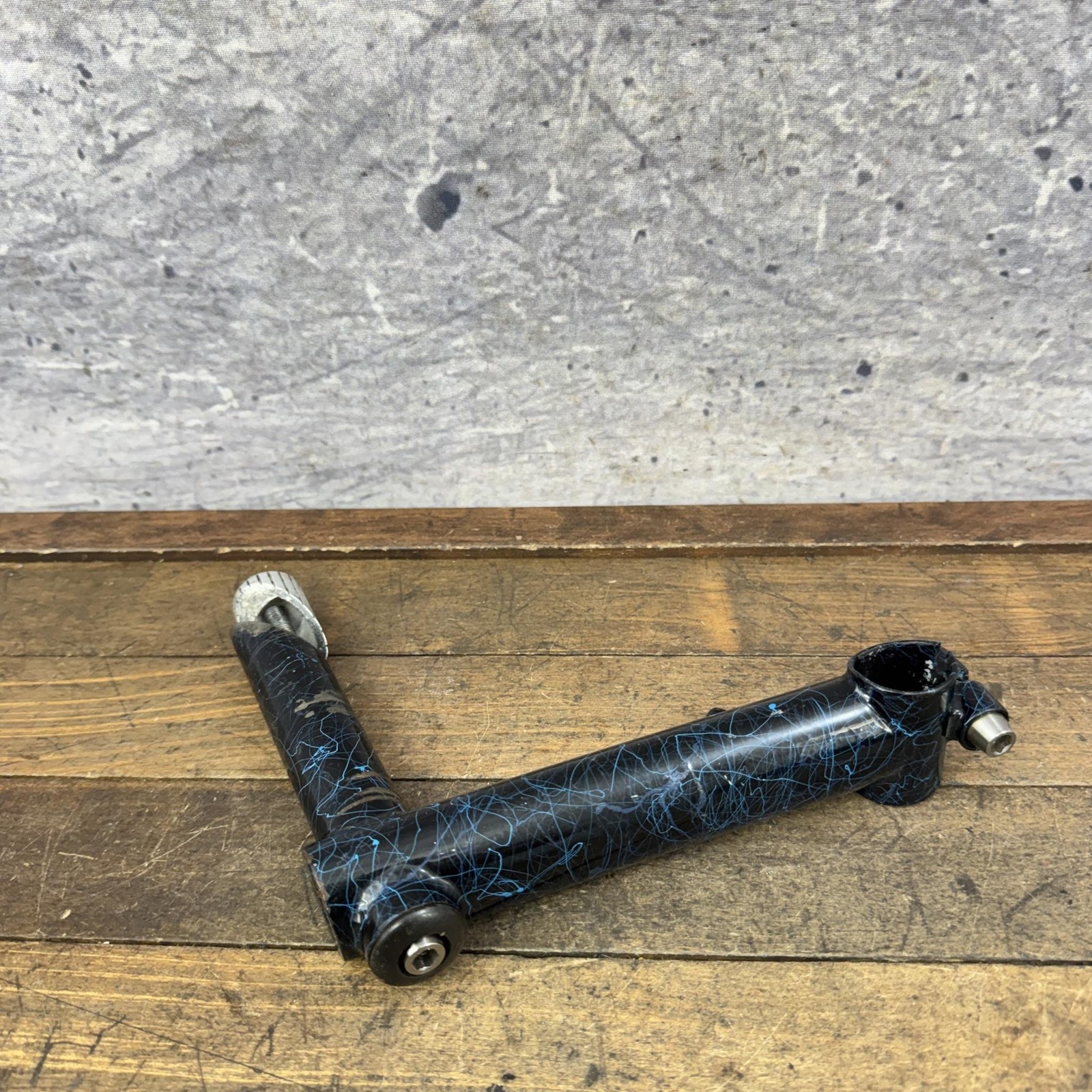 Vintage GT Quill Stem Blue Crackle Splatter 25.4 Quill 25.4 Clamp 80s MTB Cafe