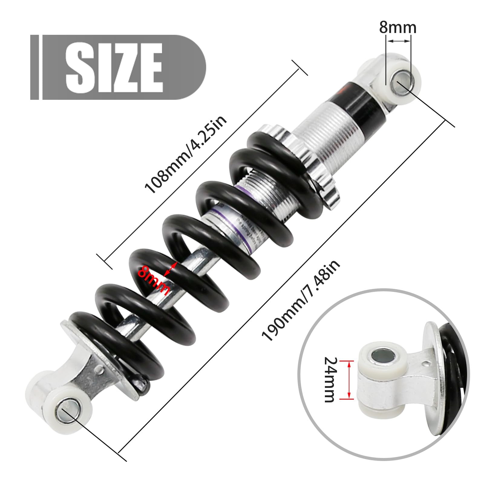 Vkinman Rear Shock Absorber and Suspension Spring – Fits Gas Scooters,…