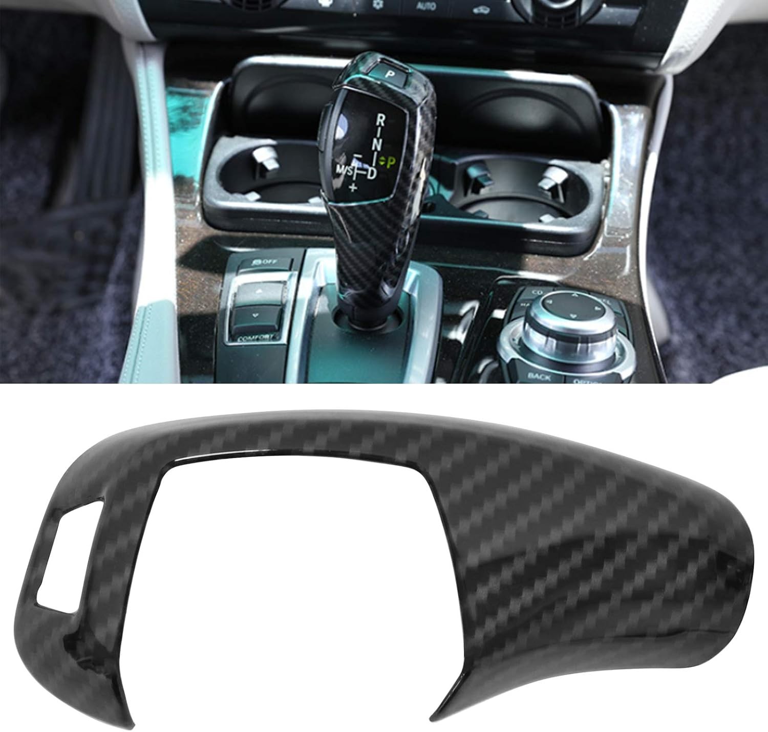 Carbon Fiber Pattern Gear Shift Knob Cover Trim for BMW F01 F20 F22 F25 F26 F30