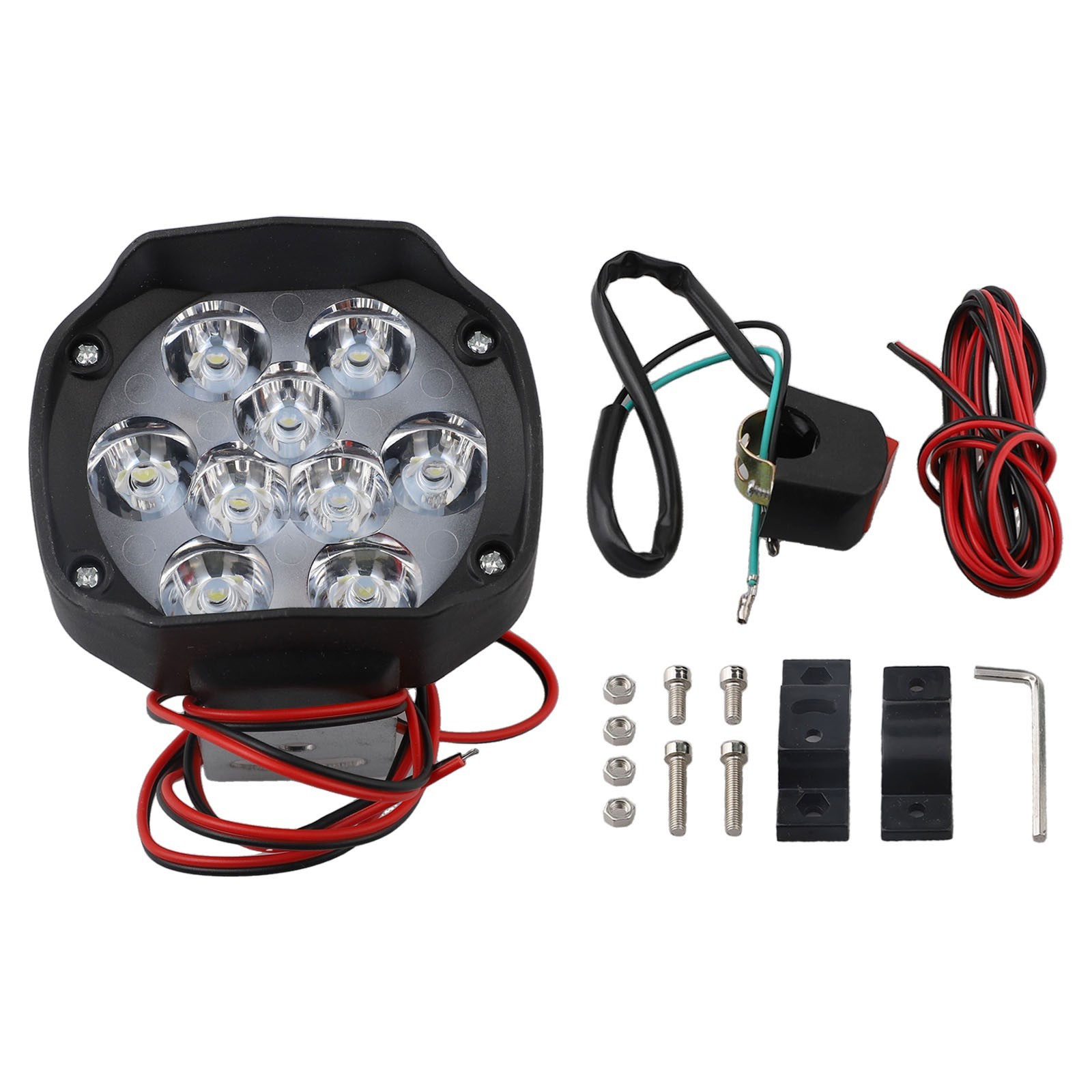 LED Headlights for Electric Vehicle 9 Beads Bright Light with Switch and Cable