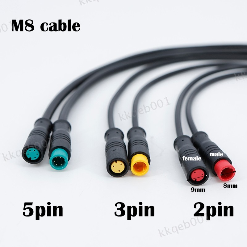 M8 2/3/5pin male to male female Ebike Cable Electric Bicycle Waterproof 1m wire