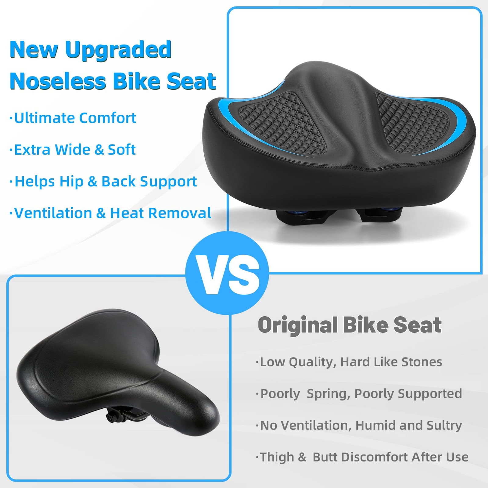 CDYWD New Noseless Bike Seat for Men Women Comfort, Extra Wide Soft Padded Bi…