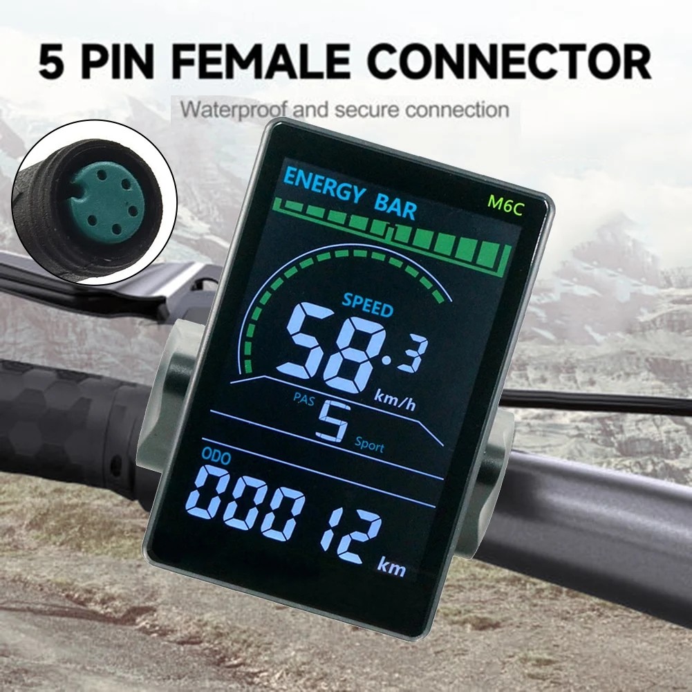 M6C Electric Bike LCD Display Meter Color Screen 5pin Waterproof Connector UART2