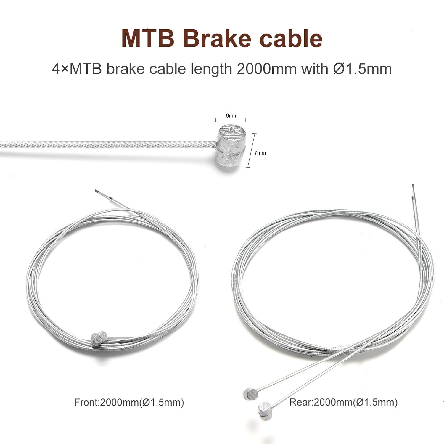 4PCS Premium Bike Brake Cable Set,Universal as the picture shows, Silver